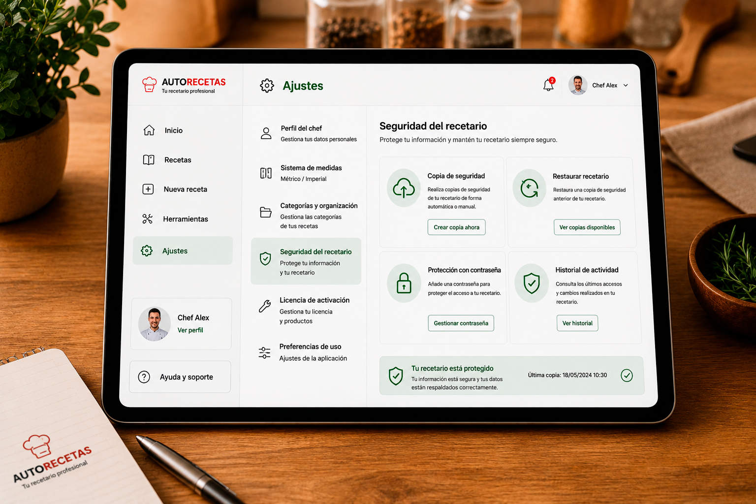 Copia y seguridad de recetas
