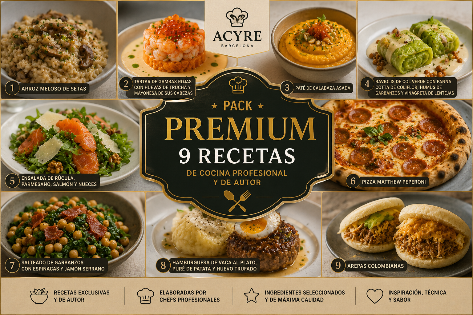 Pack PREMIUM Profesional ACYRE Barcelona 9 Recetas