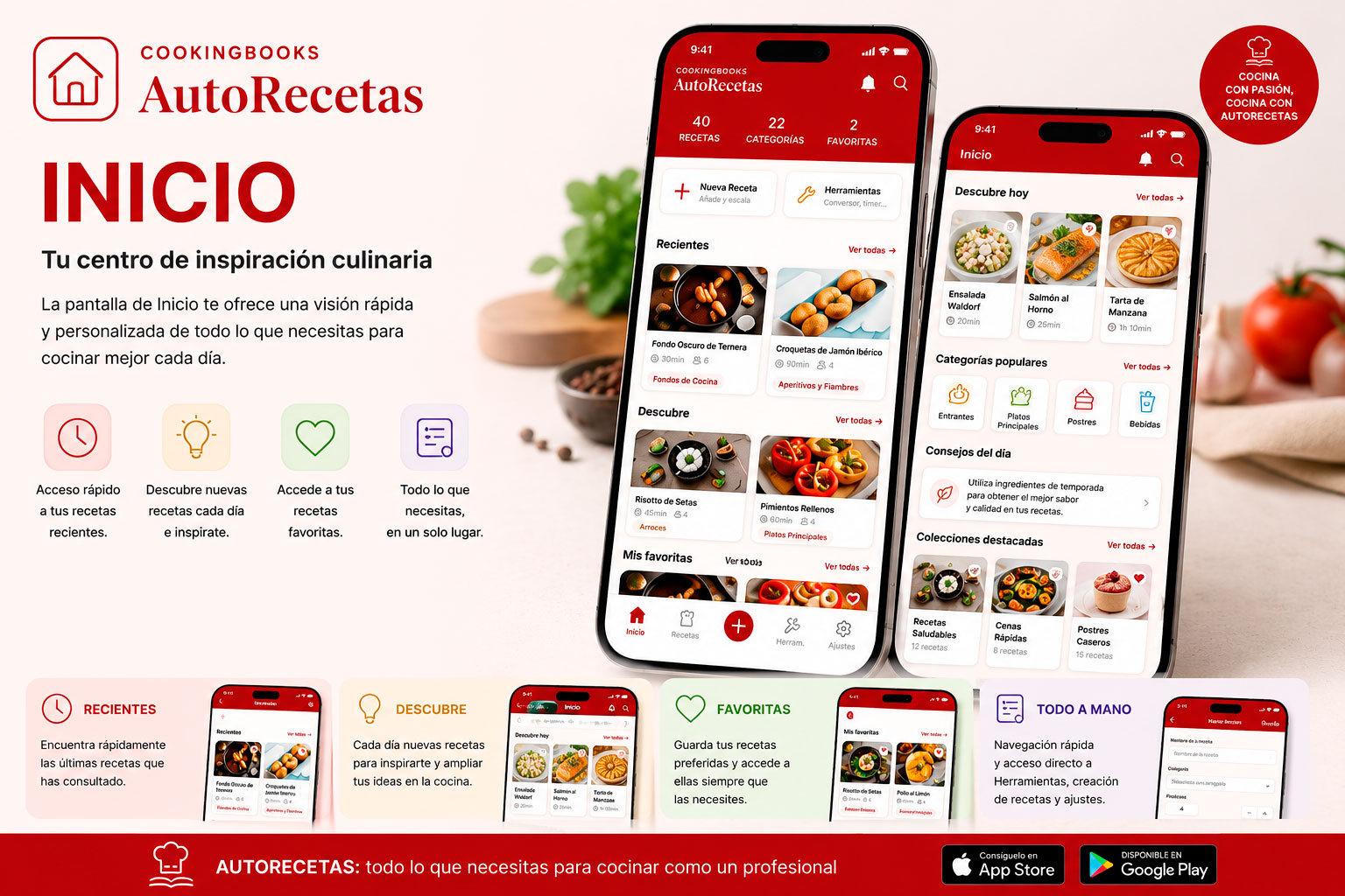 Descubre AUTORECETAS - Funcionalidades 1. Inicio