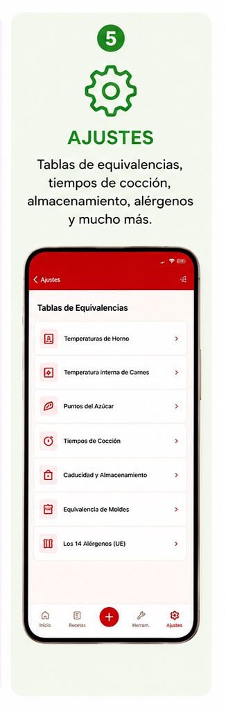 Menú AUTORECETAS -5. Ajustes
