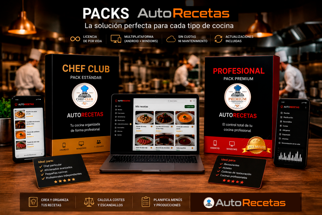 Packs AutoRecetas¨Estándar CHEF-CLUB y PREMIUM