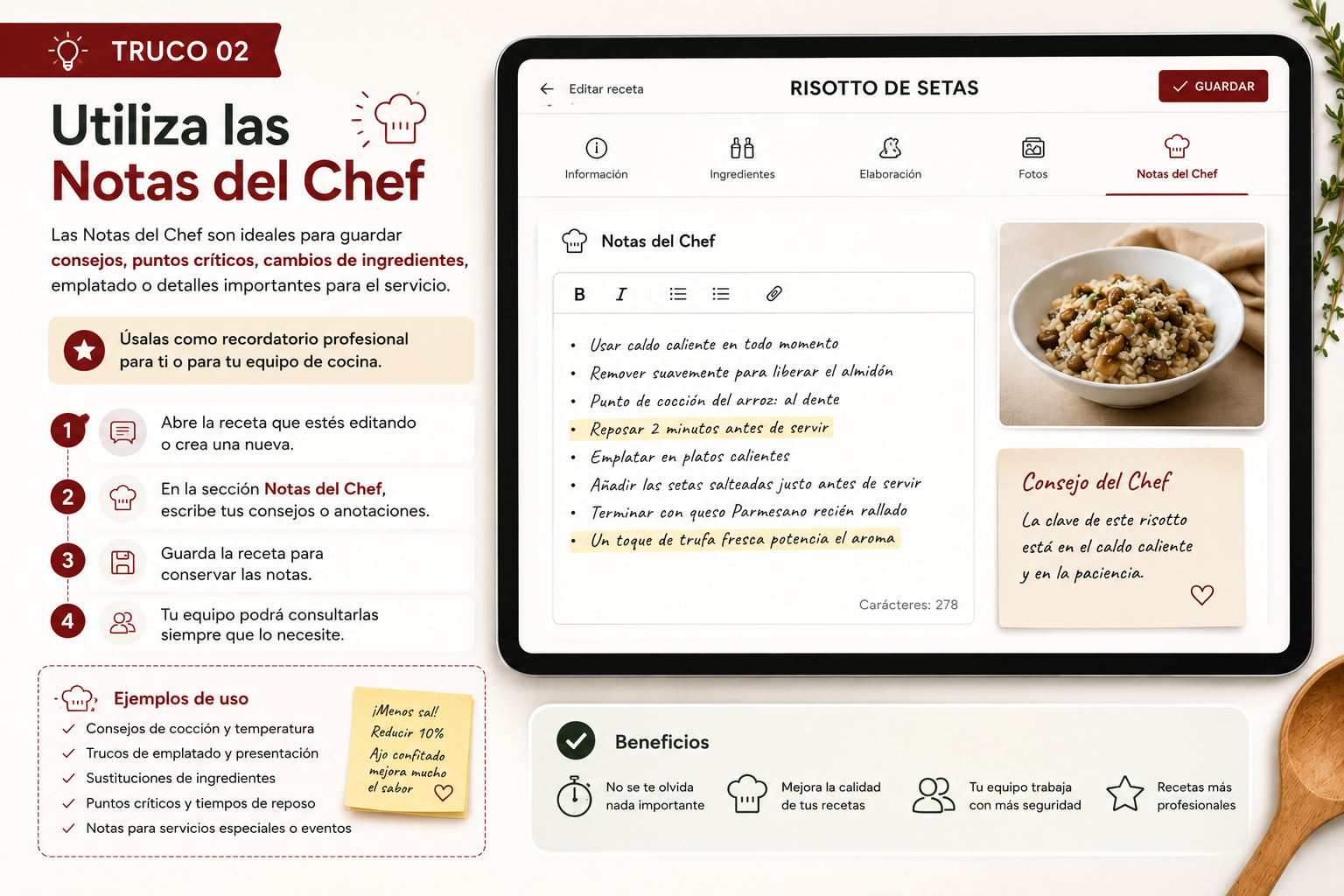 Notas del Chef en AutoRecetas