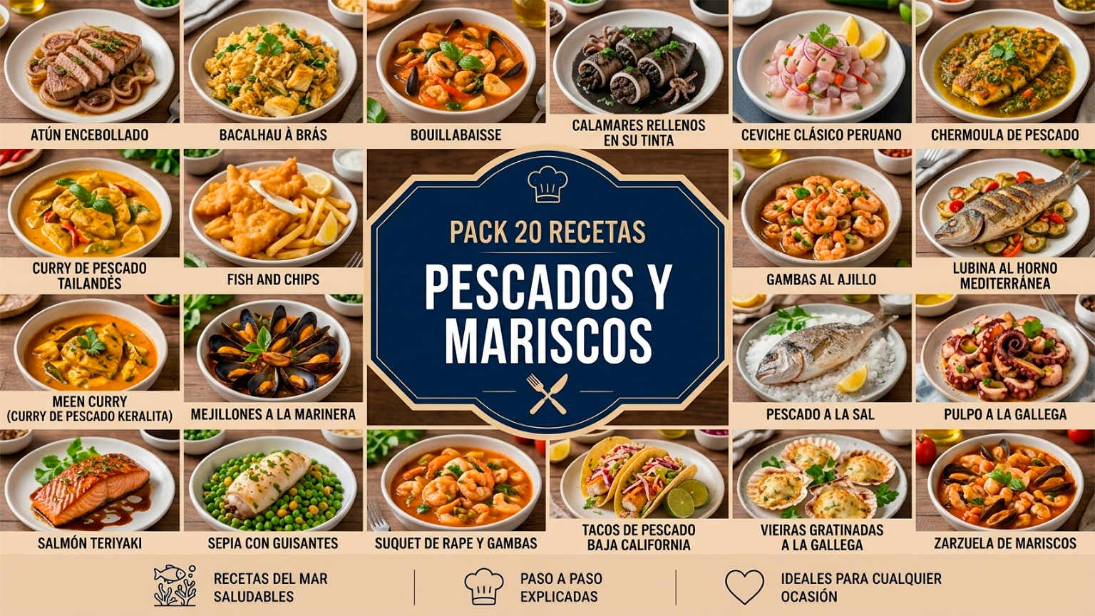 Pack 20 Recetas de PESCADOS y MARISCOS