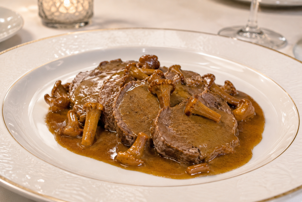 Fricandó de vedella amb moixernons