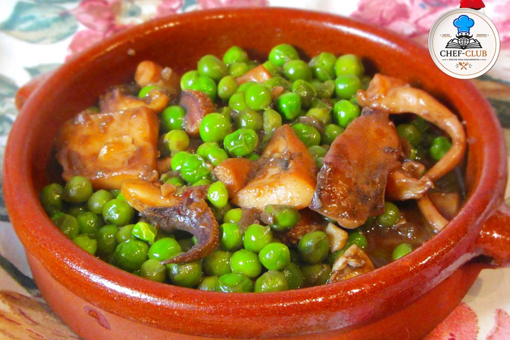 Sepia con guisantes