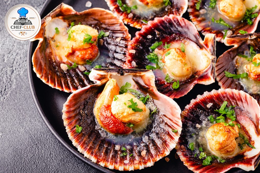 Vieiras gratinadas a la gallega