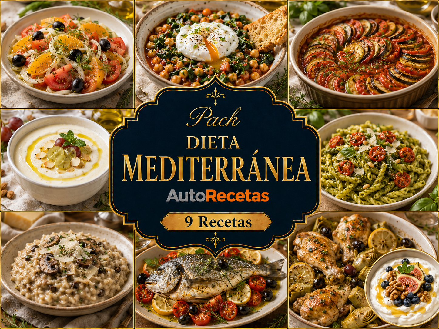 Pack de 9 platos DIETA MEDITERRÁNEA AutoRecetas