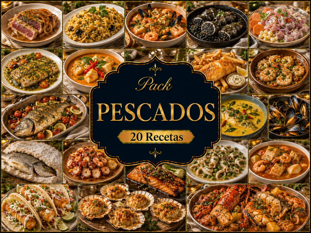 Cartel Pack 20 Recetas PESCADOS y Mariscos AutoRecetas