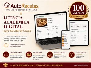 100 Licencias AutoRecetas para Escuelas de Cocina y Hostelería