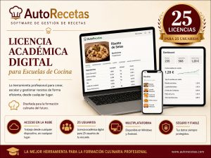 25 Licencias AutoRecetas para Escuelas de Cocina y Hostelería