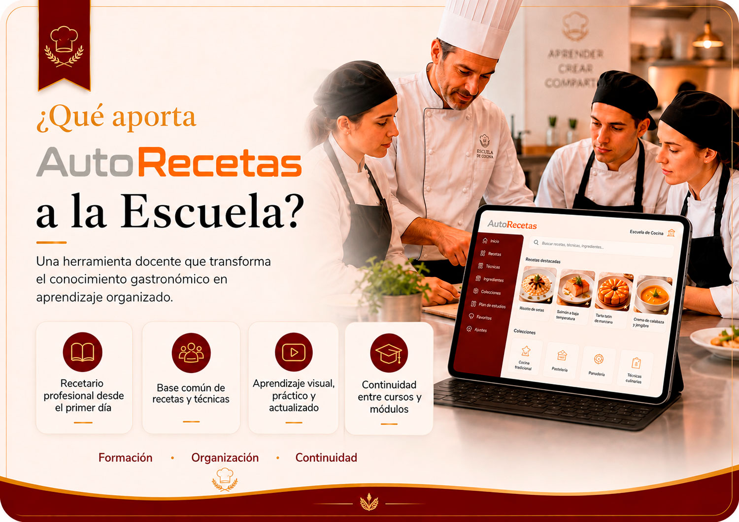 Qué aporta AutoRecetas a las Escuelas de Cocina y Hostelería