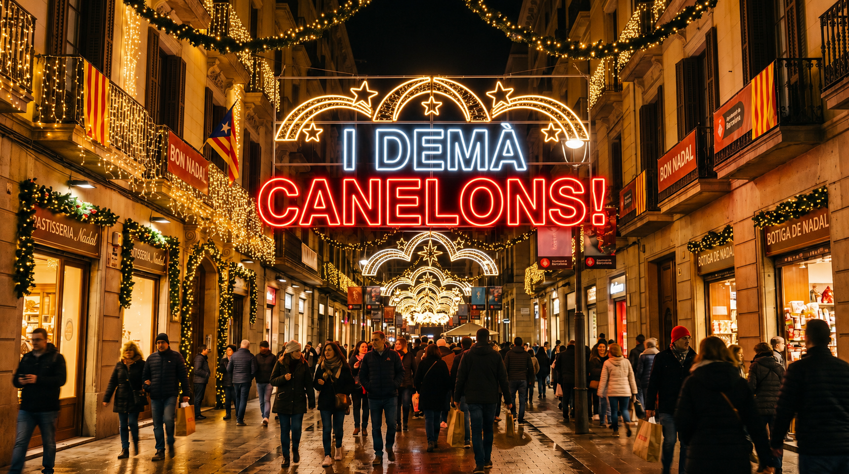 Campaña de Navidad del Ayuntamiento de Barcelona - Iluminación calles de Barcelona "I demá CANELONS"